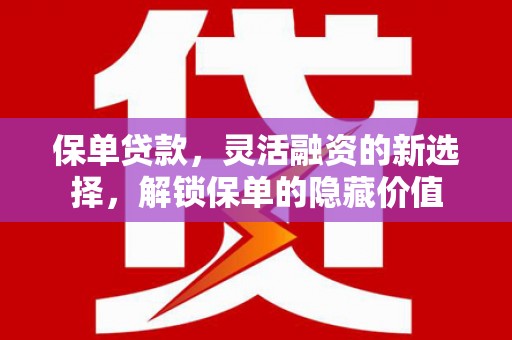 南岔保单贷款，灵活融资的新选择，解锁保单的隐藏价值