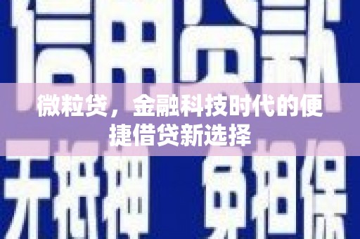 南岔微粒贷，金融科技时代的便捷借贷新选择